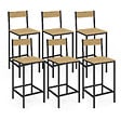 ID MARKET - Lot de 6 tabourets de bar DETROIT avec dossier chaise de cuisine design industriel - vignette