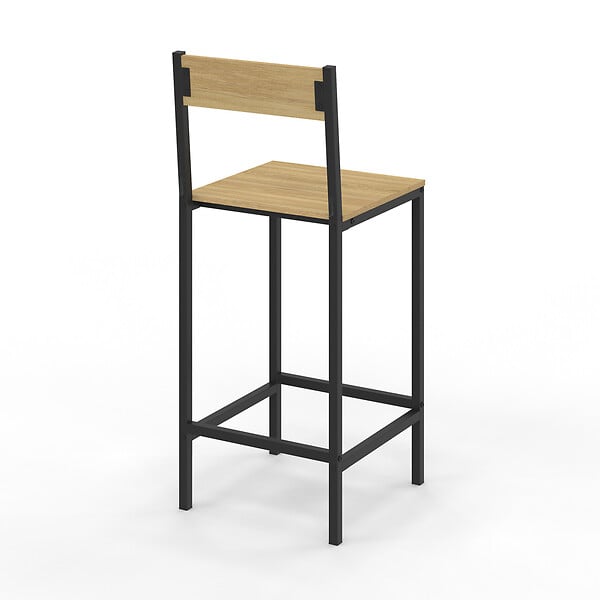 ID MARKET - Lot de 6 tabourets de bar DETROIT avec dossier chaise de cuisine design industriel - large
