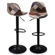 ID MARKET - Lot de 2 tabourets de bar KARL design patchworks marron, gris et beiges pied noir - vignette