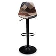 ID MARKET - Lot de 2 tabourets de bar KARL design patchworks marron, gris et beiges pied noir - vignette