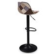 ID MARKET - Lot de 2 tabourets de bar KARL design patchworks marron, gris et beiges pied noir - vignette
