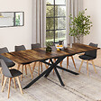 ID MARKET - Table à manger extensible rectangle ALIX 8-12 personnes pied araignée noir et plateau bois foncé HAWKINS 200-240 cm - vignette