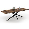 ID MARKET - Table à manger extensible rectangle ALIX 8-12 personnes pied araignée noir et plateau bois foncé HAWKINS 200-240 cm - vignette