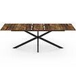 ID MARKET - Table à manger extensible rectangle ALIX 8-12 personnes pied araignée noir et plateau bois foncé HAWKINS 200-240 cm - vignette