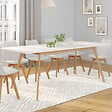 ID MARKET - Ensemble table à manger extensible INGA 160-200 cm et 6 chaises SARA blanches design scandinave - vignette