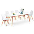ID MARKET - Ensemble table à manger extensible INGA 160-200 cm et 6 chaises SARA blanches design scandinave - vignette