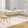 ID MARKET - Ensemble table à manger extensible INGA 160-200 cm et 6 chaises SARA blanches design scandinave - vignette