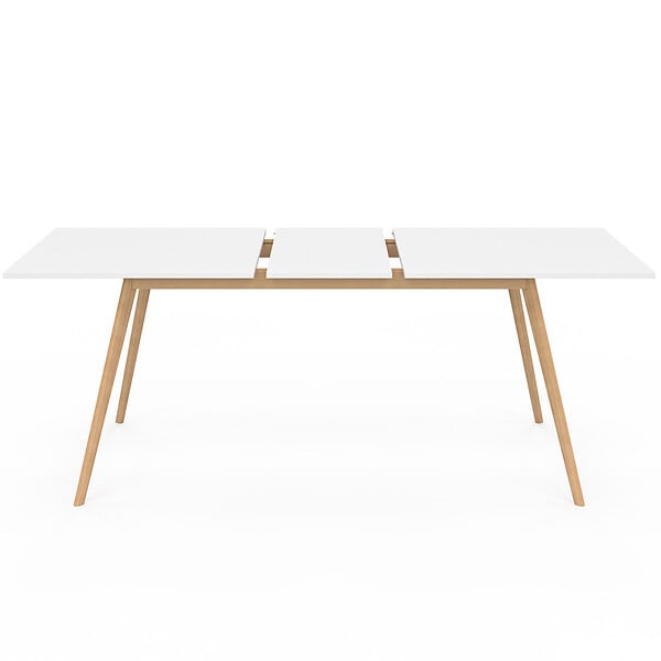 ID MARKET - Ensemble table à manger extensible INGA 160-200 cm et 6 chaises SARA blanches design scandinave - large