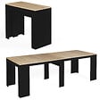 ID MARKET - Table console extensible ORLANDO 10 personnes 235 cm bois noir et façon hêtre - vignette
