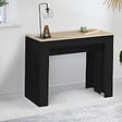 ID MARKET - Table console extensible ORLANDO 10 personnes 235 cm bois noir et façon hêtre - vignette