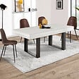 ID MARKET - Table à manger rectangle PHOENIX 6 personnes bois gris 160 cm - vignette