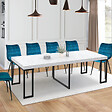 ID MARKET - Table console extensible 10 personnes 235 cm plateau effet marbre blanc ALASKA - vignette
