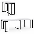 ID MARKET - Table console extensible 10 personnes 235 cm plateau effet marbre blanc ALASKA - vignette