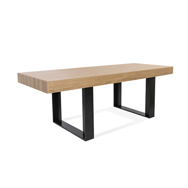 ID MARKET - Table à manger rectangle PHOENIX 8 personnes bois et noir 200 cm - large