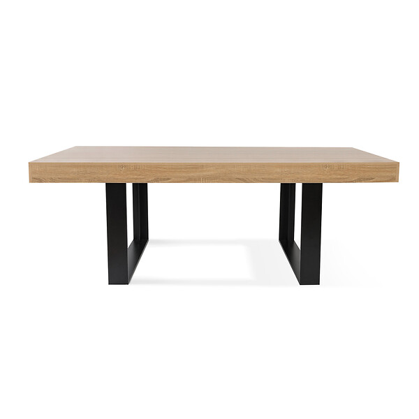 ID MARKET - Table à manger rectangle PHOENIX 8 personnes bois et noir 200 cm - large