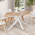 ID MARKET - Table à manger ovale ALIX 8 personnes pied araignée bois et blanc 150 cm - vignette
