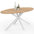 ID MARKET - Table à manger ovale ALIX 8 personnes pied araignée bois et blanc 150 cm - vignette