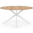 ID MARKET - Table à manger ovale ALIX 8 personnes pied araignée bois et blanc 150 cm - vignette