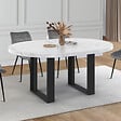 ID MARKET - Table à manger extensible ronde PHOENIX 4-6 personnes plateau effet marbre blanc ALASKA 110-150 cm - vignette