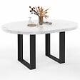 ID MARKET - Table à manger extensible ronde PHOENIX 4-6 personnes plateau effet marbre blanc ALASKA 110-150 cm - vignette