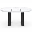 ID MARKET - Table à manger extensible ronde PHOENIX 4-6 personnes plateau effet marbre blanc ALASKA 110-150 cm - vignette