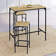 ID MARKET - Ensemble table haute de bar DETROIT 95 cm et 2 tabourets design industriel - vignette