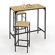 ID MARKET - Ensemble table haute de bar DETROIT 95 cm et 2 tabourets design industriel - vignette