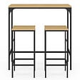 ID MARKET - Ensemble table haute de bar DETROIT 95 cm et 2 tabourets design industriel - vignette