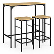 ID MARKET - Ensemble table haute de bar DETROIT 95 cm et 2 tabourets design industriel - vignette