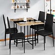 ID MARKET - Table console pliable EDI 2-4 personnes façon hêtre et noir design industriel 103 x 76 cm - vignette