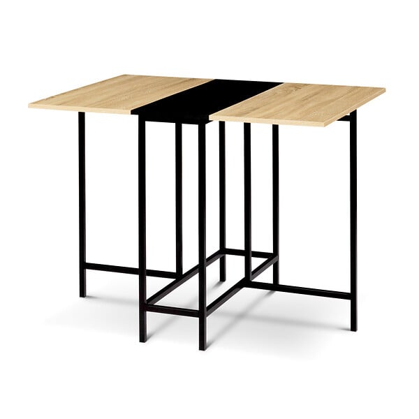 ID MARKET - Table console pliable EDI 2-4 personnes façon hêtre et noir design industriel 103 x 76 cm - large