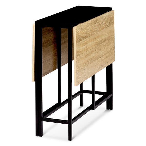 ID MARKET - Table console pliable EDI 2-4 personnes façon hêtre et noir design industriel 103 x 76 cm - large