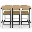 ID MARKET - Ensemble table haute de bar DETROIT 150 cm et 6 chaises de bar design industriel - vignette