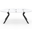 ID MARKET - Table à manger extensible ronde ALIX 4-10 personnes pied araignée noir plateau effet marbre blanc ALASKA 110-200 cm - vignette