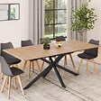 ID MARKET - Table à manger rectangle ALIX 10 personnes pied araignée bois et noir 200 cm - vignette