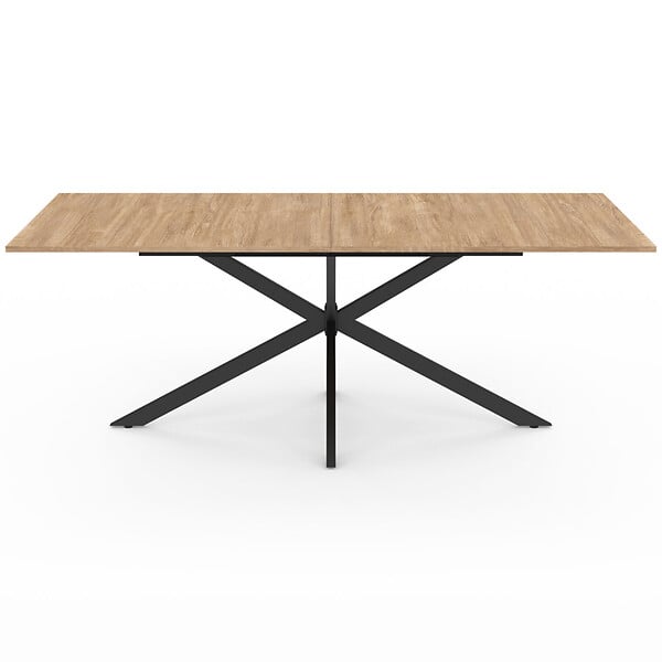 ID MARKET - Table à manger rectangle ALIX 10 personnes pied araignée bois et noir 200 cm - large