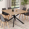 ID MARKET - Table à manger carrée ALIX 8 personnes pied araignée bois et noir 110 cm - vignette