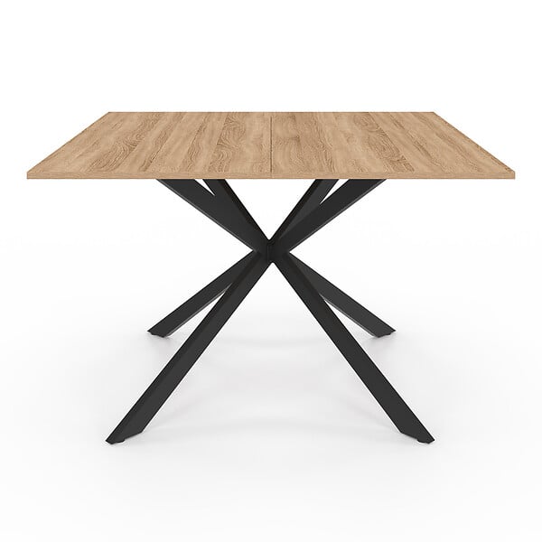 ID MARKET - Table à manger carrée ALIX 8 personnes pied araignée bois et noir 110 cm - large