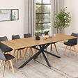 ID MARKET - Table à manger extensible rectangle ALIX 8-12 personnes pied araignée bois et noir 200-240 cm - vignette