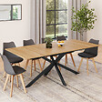 ID MARKET - Table à manger extensible rectangle ALIX 8-12 personnes pied araignée bois et noir 200-240 cm - vignette