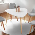 ID MARKET - Table à manger GAIA 4 personnes plateau blanc pieds bois 110 cm - vignette