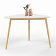 ID MARKET - Table à manger GAIA 4 personnes plateau blanc pieds bois 110 cm - vignette