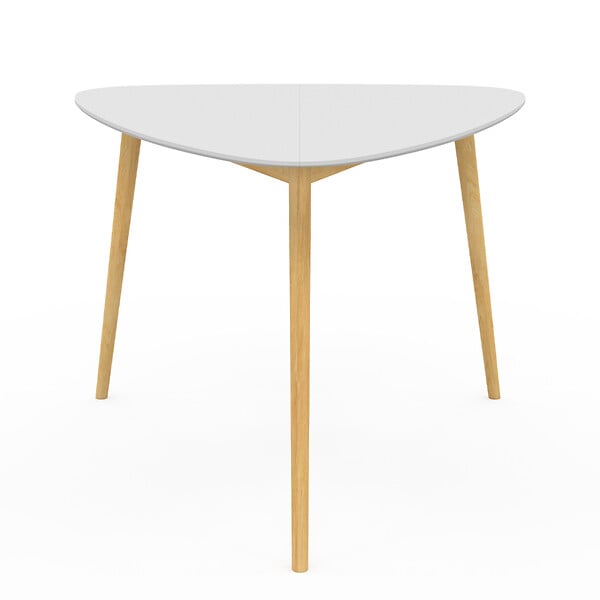 ID MARKET - Table à manger GAIA 4 personnes plateau blanc pieds bois 110 cm - large