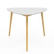 ID MARKET - Table à manger GAIA 4 personnes plateau blanc pieds bois 110 cm - vignette