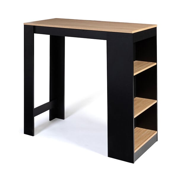 ID MARKET - Table de bar BARTH 2 à 4 personnes bois noir plateau façon hêtre - large