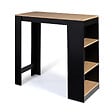 ID MARKET - Table de bar BARTH 2 à 4 personnes bois noir plateau façon hêtre - vignette