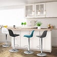 ID MARKET - Lot de 4 tabourets de bar KARL mix color gris foncé, bleu canard, blanc et noir - vignette