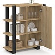 ID MARKET - Buffet d'appoint 3 étagères et placard 70 cm PHOENIX bois et noir - vignette