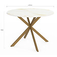 ID MARKET - Table à manger ronde ALIX 6 personnes pied araignée laiton et plateau effet marbre doré ALASKA 110 cm - vignette