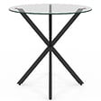 ID MARKET - Table à manger ronde ALIX 4 personnes pied araignée noir et plateau verre 80 cm - vignette